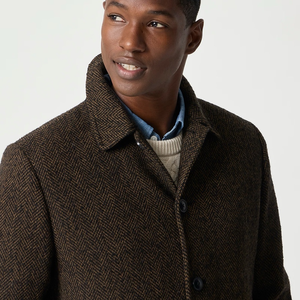J. CREW Wool-blend herringbone overcoat in Black/Brown Size 40 NWD $450 CM500 - Picture 3 of 10